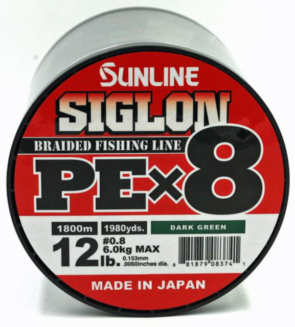 Sunline Siglon PEx8 8-Strand Braided Line 12lb 1968yd Dark Green Tight Weave Low Diameter
