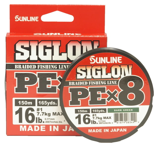 Sunline Siglon PEx8 8-Strand Braided Line 16lb 165yd Dark Green Tight Weave Low Diameter