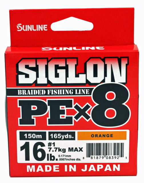 Sunline Siglon PEx8 8-Strand Braided Line 16lb 165yd Orange Tight Weave Low Diameter