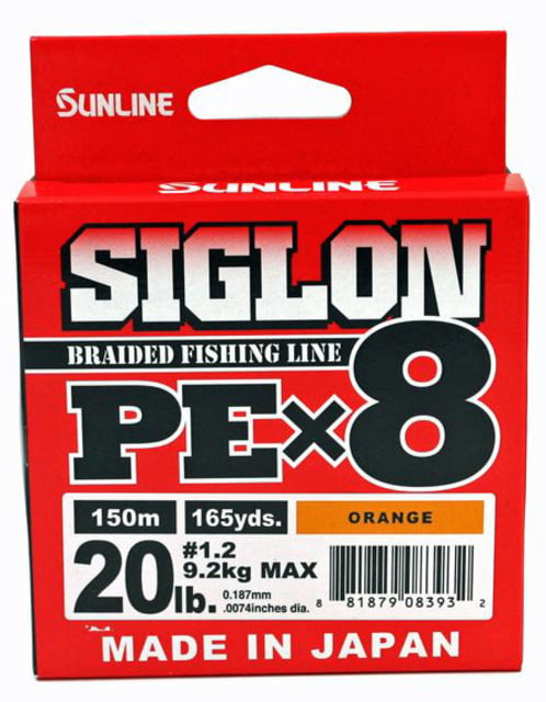 Sunline Siglon PEx8 8-Strand Braided Line 20lb 165yd Orange Tight Weave Low Diameter