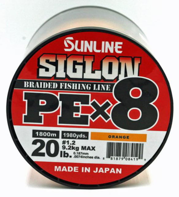Sunline Siglon PEx8 8-Strand Braided Line 20lb 1968yd Orange Tight Weave Low Diameter