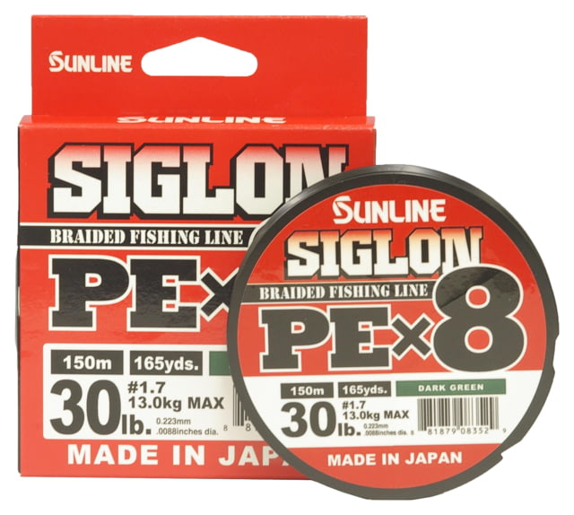 Sunline Siglon PEx8 8-Strand Braided Line 30lb 165yd Dark Green Tight Weave Low Diameter