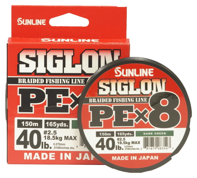 Sunline Siglon PEx8 8-Strand Braided Line 40lb 165yd Dark Green Tight Weave Low Diameter