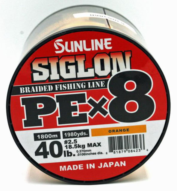 Sunline Siglon PEx8 8-Strand Braided Line 40lb 1968yd Orange Tight Weave Low Diameter
