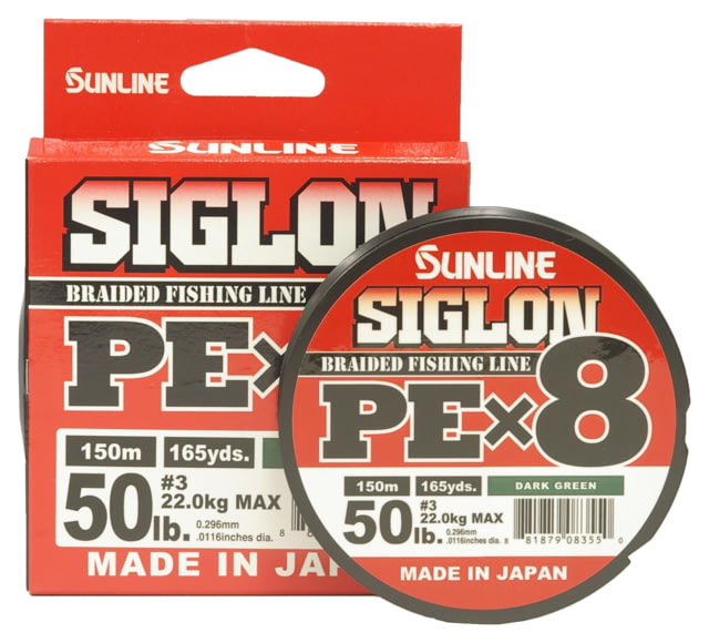 Sunline Siglon PEx8 8-Strand Braided Line 50lb 165yd Dark Green Tight Weave Low Diameter