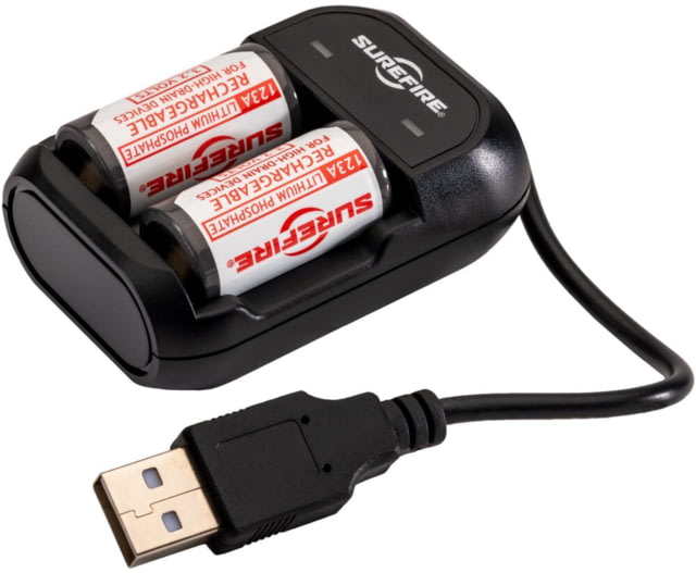 SureFire 123A Lithium Iron Phosphate Rechargeable 2 Batteries w/Charger