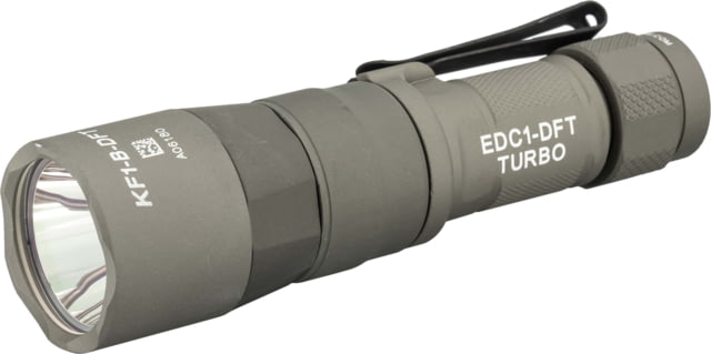 SureFire TURBO Series 18350/123 Everyday Carry Flashlight Dual-Output High-Candela LED Flashlight Hard Anodized Tan