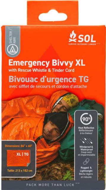 Survive Outdoors Longer Emergency Bivvy XL with Rescue Whistle Orange