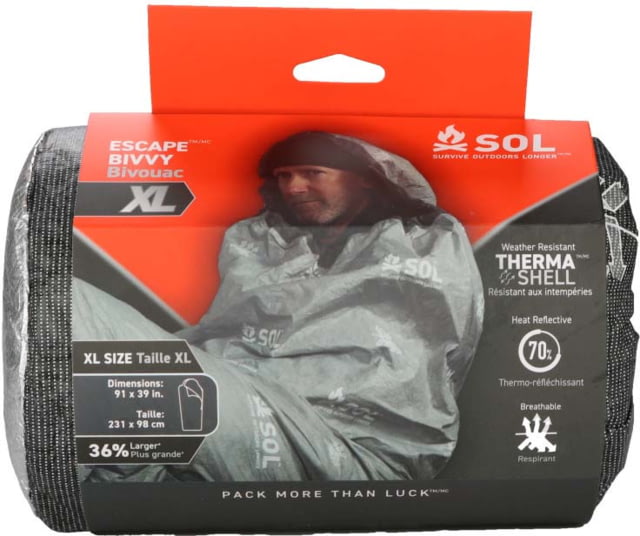 Survive Outdoors Longer Escape Bivvy Extra Large w/Hood Gray Extra Large