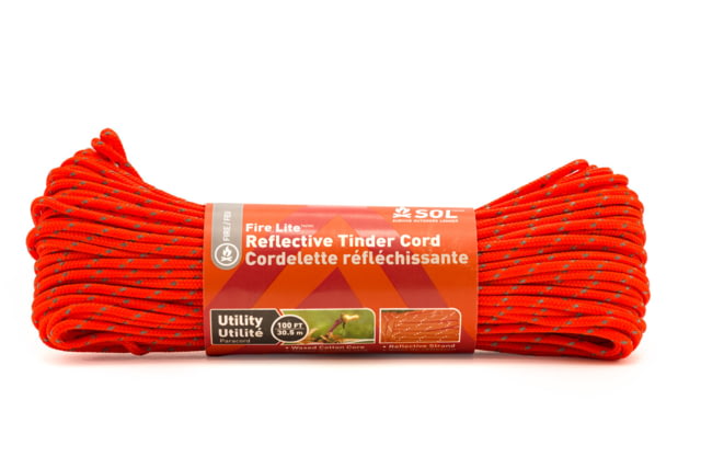 Survive Outdoors Longer Fire Lite Tinder Cord Utility Reflective Grade 100 ft Orange