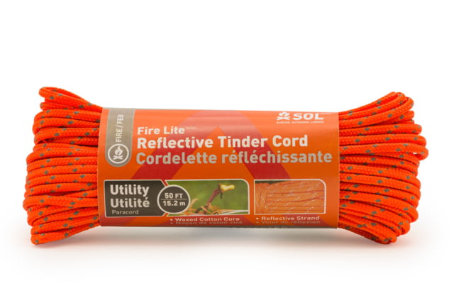 Survive Outdoors Longer Fire Lite Tinder Cord Utility Reflective Grade 50 ft Orange