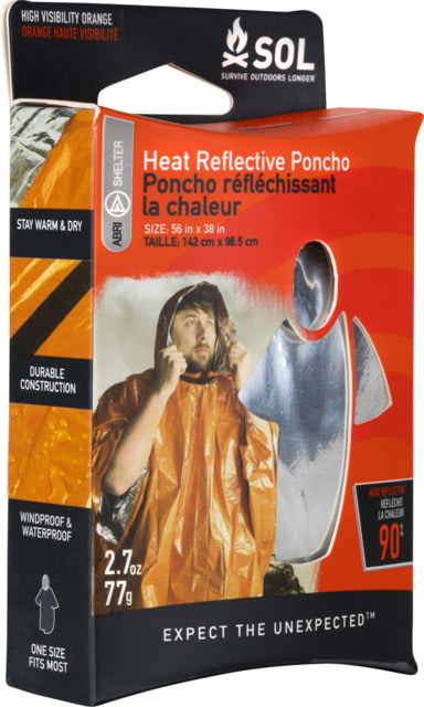 Survive Outdoors Longer Heat Reflective Poncho Orange