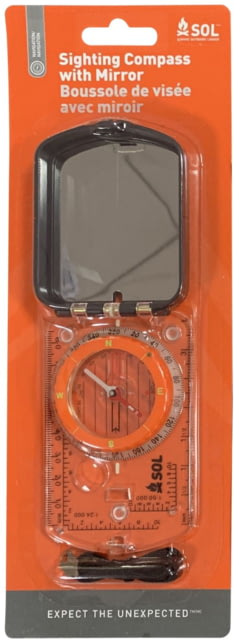 Survive Outdoors Longer Sighting Compass with Mirror Orange