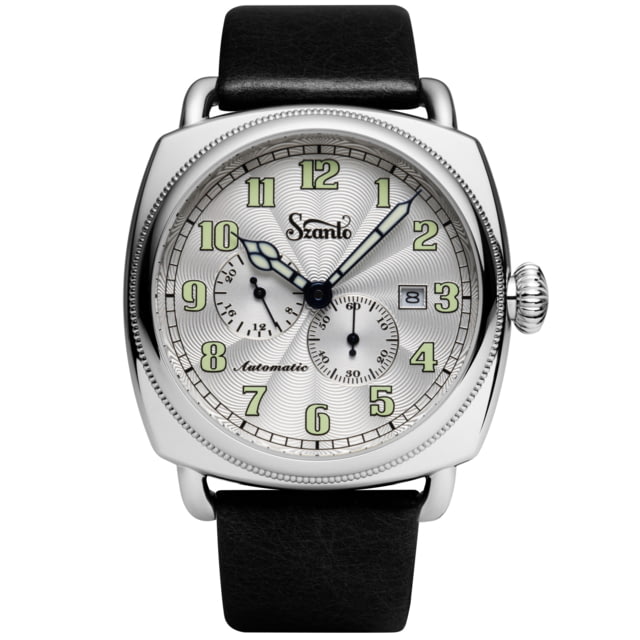 Szanto Szanto Automatic Officer Watches Silver Dial Black Strap Steel One Size SZ