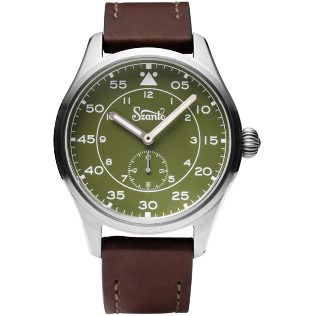 Szanto Heritage Aviator Watches Green Dial Brown Strap Steel One Size SZ