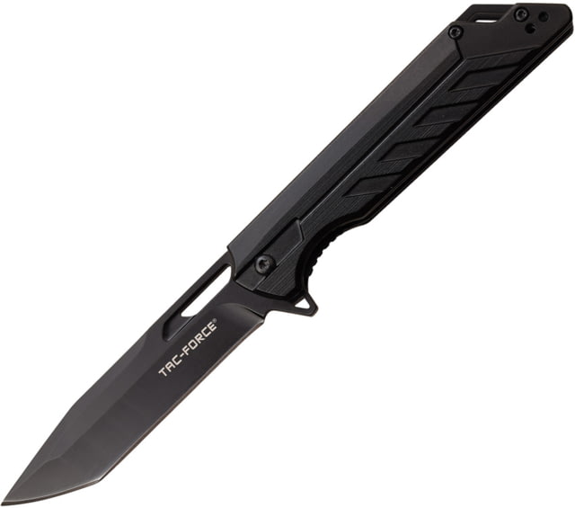 TAC Force Linerlock A/O Folding Knife 3.5" black finish 3Cr13 stainless tanto blade Black anodized aluminum handle