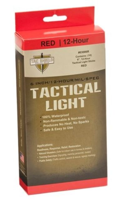 Tac Shield Tactical 12 Hour Light Stick Red 10 Pack