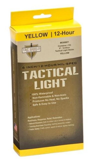 Tac Shield Tactical 12 Hour Light Stick Yellow 10 Pack