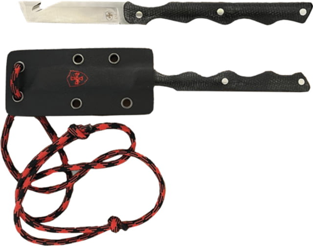 Templar Knife Templar Knife The Neck Folding Knife 2.46in Powder D2 Steel Tanto Plain Blade Black Canvas Micarta Red Handle
