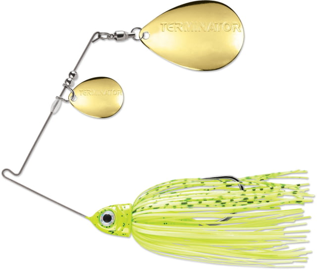 Terminator Pro Series Double Colorado Spinnerbait Fishing Hook 1/2oz 1 Piece Gold/Gold Blade/Dirty Chartreuse Shad