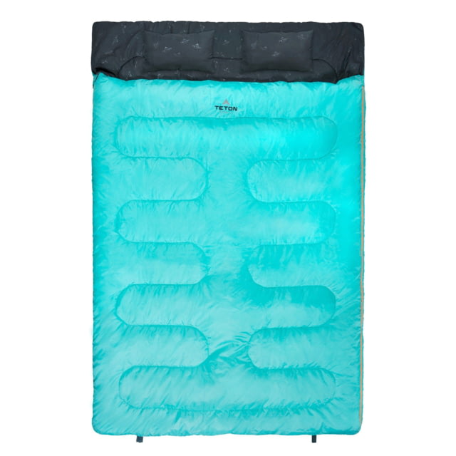TETON Sports Cascade 40 F Double Sleeping Bag with Pillows Double-Wide Teal/Grey