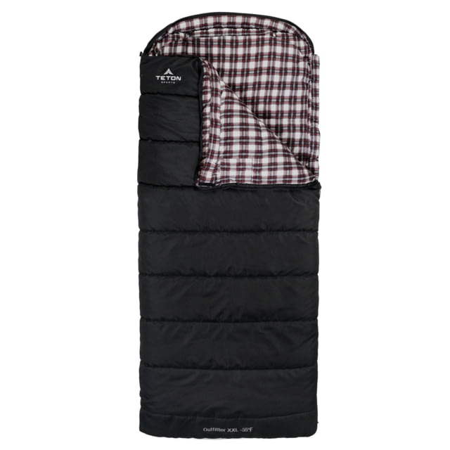 TETON Sports Outfitter XXL -35 F Canvas Sleeping Bag Left Zipper Black/Red 2XL