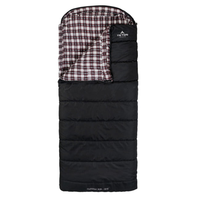 TETON Sports Outfitter XXL -35 F Canvas Sleeping Bag Right Zipper Black/Red 2XL