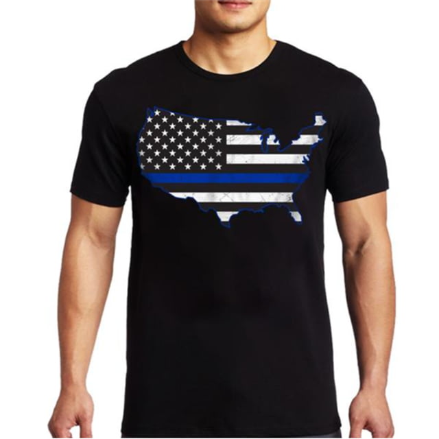 Thin Blue Line USA T-shirt - Mens Extra Large Black