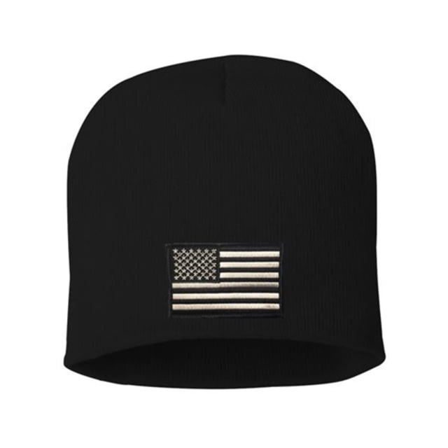 Thin Silver Line Embroidered Knit Cap - Mens Black