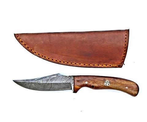 Titan Damascus Steel Fixed Blade Skinning Knife Old Timer Sharp Finger Size Rosewood Grip 3.3in TD-177