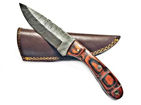 Titan Hand Forged Knife Damascus Knife Drop-Style Blade Rosewood Scales Hunting Knife by Titan TD-180 4.3in