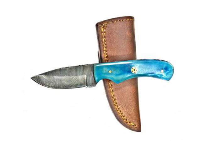 Titan International Knives Damascus 4in Drop Point Handmade Fixed Blade Knife 8 inch