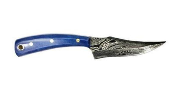 Titan International Knives Damascus Blue Older Timer Design Fixed Blade Skinning Knife 8 inch