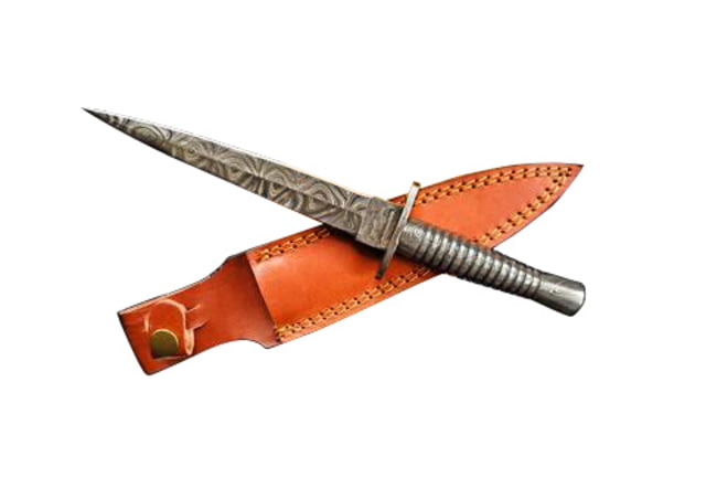Titan International Knives Damascus British Commando Fairbairn-Sykes Fixed Blade Knife 6.25 inch