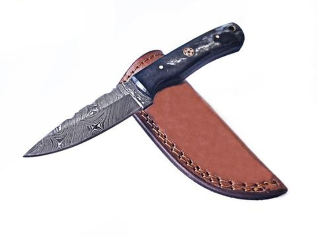 Titan International Knives Damascus Dyed Bone Handle Fixed Blade Hunting Knife 8 inch