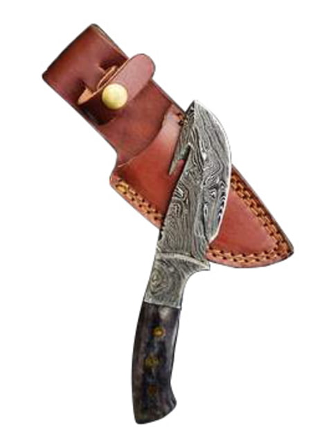 Titan International Knives Damascus Gut Hook Skinning Hunting Knife 8 inch