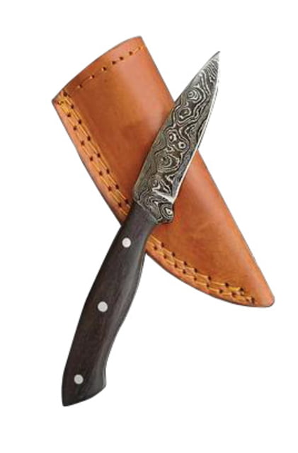 Titan International Knives Damascus Walnut Handle Drop Point Blade Hunting Knife 8 inch