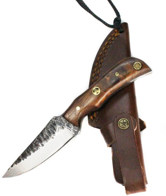 Titan International Knives E3 Carbon 1080 Neck Knife With Forged Scales Mini Old Timer - Mini Sharp Finger - Rosewood Grip 3.1in Blade 6in Overall