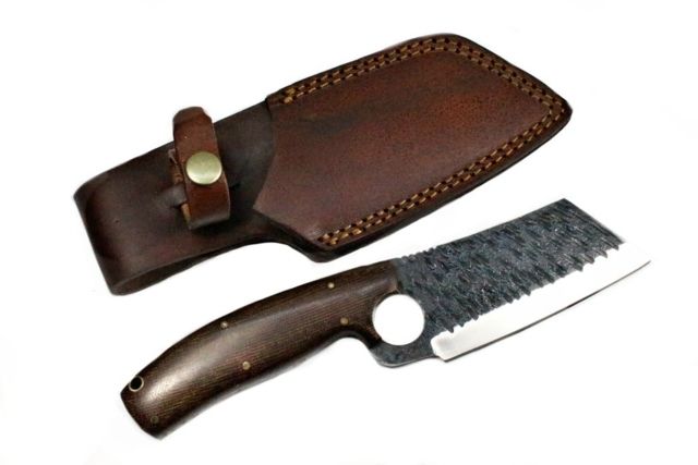 Titan International Knives Hand Forged Clever Style Hunting/Utility Knife w/ Carbon 4in Blade Micarta Handle 8.5in Overall