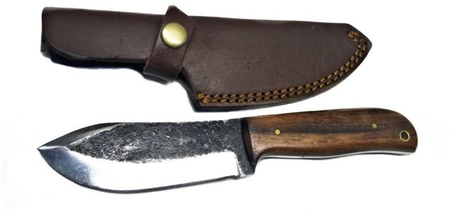 Titan International Knives Hand Forged Custom Carbon Forged 4in Blade - Puma Skinner Rose Wood Handle 8in Overall