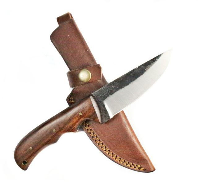 Titan International Knives Hand Forged Hunting/Utility Knife w/ Custom Carbon 4in Blade Rose Wood Handle 7.8in Overall