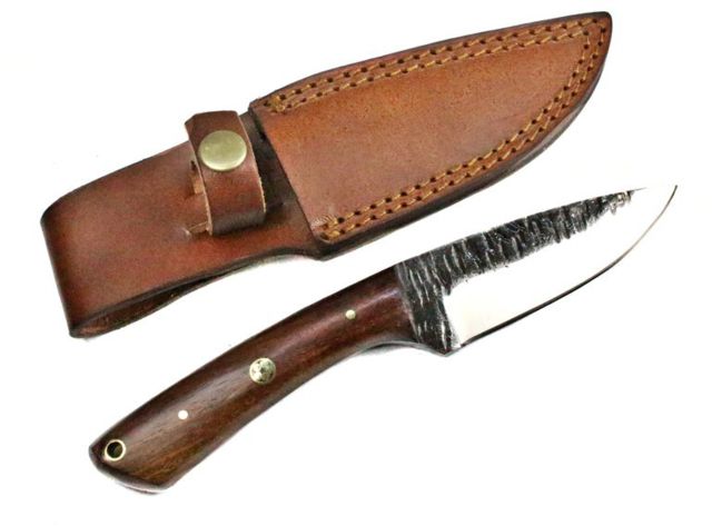 Titan International Knives Hand Forged Hunting/Utility Knife w/ Custom Carbon 4in Blade Rose Wood Handle 7.4in Overall