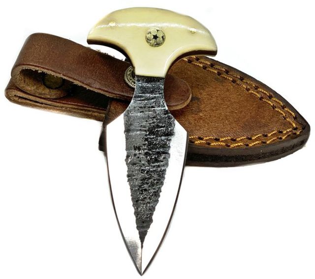 Titan International Knives Push Dagger Knife 2.5in Carbon Steel Dagger Camel Bone