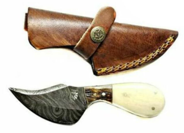 Titan Damascus Skinning knife Camel Bone Stag Handle 6in TD-043