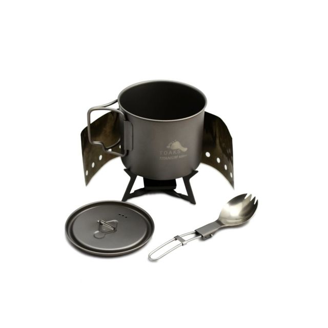 TOAKS Ultralight Titanium Cook System w/ Solid Alcohol Stove Grey