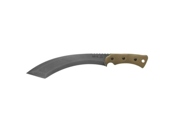 TOPS Knives A-Klub Fixed Blade Knife 12.38in 1095 RC 56-58 Steel Green Canvas Micarta Handle