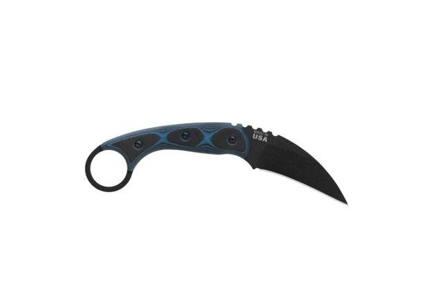 TOPS Knives Devil's Claw 2 Fixed Blade Knife 3.13in 1095 Carbon Steel Blade Blue/Black G10 Handle