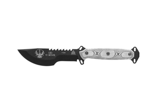TOPS Knives Skullcrusher's Extreme Sidekick Fixed Blade Knife 5.25in 1095 RC 56-58 Steel Blade Black Linen Micarta Handle Black