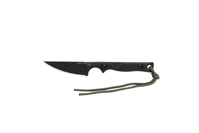TOPS Knives Street Scalpel 2 Fixed Blade Knife 3.13in 1095 Carbon Steel Blade Black Canvas Micarta Handle