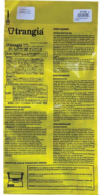 Trangia Plastic Yellow Spirit Burn Bag